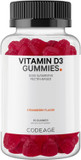 Codeage Vitamin D3 Gummy Vitamins, Vitamin D3 5000 Iu Gummies Cholecalciferol 125 Mcg - 2-Month Supply - Soft Pectin-Based, Animal Gelatin-Free Vitamins Gummy, Strawberry, Gluten-Free - 60 Gummies