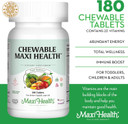 Maxi Health Chewable Multivitamin For Kids, Teens And Adults - Cherry Chewable Vitamins For Adults & Children - Kosher Kids Multivitamin + Iron (90 Tablets)