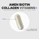 Amen Biotin Collagen Vitamins+ 10,000 Mcg Biotin Supplement - Hydrolyzed Collagen, Vitamins C & E, Folate, Hyaluronic Acid, Keratin, Msm, Saw Palmetto - 3-Month Supply - Non-Gmo - 90 Capsules