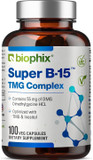 Biophix Super B-15 100 Vcaps - Niacin Calcium Choline Inositol Dmg Tmg - Supports Healthy Oxygen Energy Levels