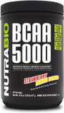 Nutrabio Bcaa 5000 Powder - Vegan Fermented Bcaas - Supports Lean Muscle Growth, Recovery, Endurance - 60 Servings - Strawberry Lemon Bomb