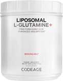 Codeage Liposomal L-Glutamine Powder - High-Potency L-Glutamine 5,000 Mg Per Serving - 3-Month Supply - Liposomal Delivery, Free-Form Amino Acid, Unflavored Glutamine - Non-Gmo Gluten-Free - 16.67 Oz