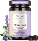 Winged Sleepyhead Gummies | Non-Habit Forming Natural Sleep Supplement | 8 Powerful Nutrients With Melatonin, L-Theanine, 5-Htp, Passionflower & Lemon Balm | Blueberry Lavender Flavor (7 Servings)