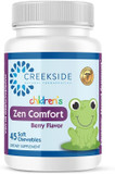 Zen Comfort For Kids, Organic Relaxation Support With 5-Htp, L-Theanine, Passionflower, Zinc, Pediatrician Formulated, Zero Sugar, Vegan, Berry Flavor, 45 Soft Chewables