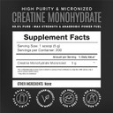 Micronized Creatine Monohydrate Powder, Unflavored, High-Purity, Organic, Muscle Recovery, Caffeine Free Pre Workout, Post Workout, Gluten Free, Sugar Free