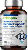 Biophix Retinal Support Maximum Strength Complex Formula 100 Capsules - Zinc Vitamin C E Lutein Dha Omega-3 Astaxanthin Hyaluronic Acid - Supports Eye Vision Health
