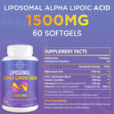 Liposomal Alpha Lipoic Acid 1500Mg-With Acetyl-L-Carnitine 900Mg& Ubiquinol 100Mg& Vitamin E 15Mg?Ala Supplement For Antioxidants Glucose Metabolism Nerve Energy Cardiovascular,60 Softgels
