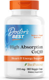 Doctor'S Best High Absorption Coq10, Heart & Energy Support, Usp Verified, Naturally Fermented Coq10, Non-Gmo Gluten Free, Soy Free, Vegan 180 Veggie Caps