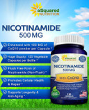 Nicotinamide With Coq10 (120 Capsules) - Vitamin B3 500Mg (Niacinamide Flush Free) - Coenzyme Q10 Powder - Vit B-3 & Coq 10 Supplement Pills To Support Energy, Nad, & Skin Cell Health