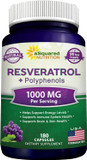 Asquared Nutrition Natural Resveratrol With Red Wine Extract - 180 Capsules - Trans Resveratrol Antioxidant Supplement Pills For Pure Heart Health - Extra Strength Trans-Resveratrol