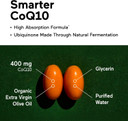 Smarternutrition Coq10 400 Mg High Absorption - Naturally Fermented Ubiquinone W/Organic Cold-Pressed Olive Oil - For Heart Health, Cellular Energy - Non-Gmo, Gluten Free - 60 Count[30-Day Supply]