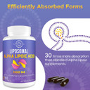 Liposomal Alpha Lipoic Acid 1500Mg - With Acetyl-L-Carnitine 900Mg & Ubiquinol 100Mg & Vitamin E 15Mg?Ala Supplement For Antioxidants Glucose Metabolism Nerve Energy,60 Softgels (2 Bottle)