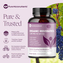 Organic Resveratrol Supplement  Trans-Resveratrol Capsules With Green Tea & Black Pepper  Highly Purified & Bioavailable - 90 Vegan Caps