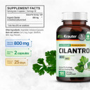 Bio Krauter Cilantro Capsules - 800 Mg 100 Pcs - Vegan & Pure Cilantro Supplement For Rich Source Of Antioxidants And Natural Cleansing & Detox - No Fillers, Non-Gmo - 25 Days Of Supply