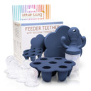Little Twig Baby Fruit Feeder Pacifier Teether | Food Freezer Tray With Lid | Bpa Free Silicone Freezable Teether | Feeding Set For Breast Milk Ice Cubes, Baby Food, Fruit Purees (Steel Blue)