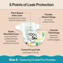 The Honest Company Clean Conscious Diapers For Delicate Skin | Up To 100% Leakproof | Hypoallergenic, Fragrance Free | Girl Prints | Club Box, Size 5 (27+ Lbs), 44 Count (Prints May Vary)