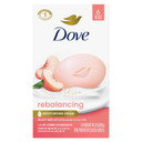 Dove Beauty Bar Soap Rebalancing White Peach & Rice Milk 6 Count For A Nourished And Moisturized Skin, With ¼ Moisturizing Cream Plant-Based Formula, 3.75 Oz
