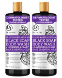 Dr Jacobs Naturals Authentic African Black Liquid Soap With Lavender & Sage Scent All-In-One Face Wash, Sensitive Skin Body Wash, Shampoo, Shaving Soap | Moisturizing And Nourishing Formula 32Oz 2Pk