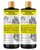 Dr Jacobs Naturals Authentic African Black Liquid Soap With Sensual Monoi Scent | All-In-One Face Wash, Sensitive Skin Body Wash, Shampoo, Shaving Soap | Moisturizing And Nourishing Formula | 32Oz 2Pk