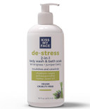 Kiss My Face De-Stress 2-In-1 Body Wash & Bath Soak - Lemongrass + Juniper Berry - Botanical Blend - Vegan And Cruelty Free - With Added Rhodiola Rosea, Hemp Seed Oil And Ashwagandha - 16 Fl Oz Bottle