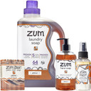Zum Indigo Wild Home Essentials - Laundry Soap (64 Oz) - Liquid Hand Soap (12 Fl Oz) - Room Spray Air Freshener (4 Fl Oz) - Goat Milk Soap Bar (3 Oz) - Lavender Scent