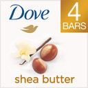 Dove Beauty Bar Soap Shea Butter 4 Count For Nourished, Radiant Skin, Enriches Skin 3.75 Oz