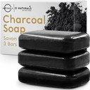 O Naturals 100% Natural Bar Soap - Gift Set - Organic Ingredients & Essential Oils - Spa Gifts For Women & Men, Body Wash & Face Soap - 3Pc Charcoal Soap