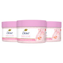 Dove Body Scrub White Peach & Crushed Rice 3 Count For Visibly Silky-Smooth, Nourished Skin, With ¼ Moisturizing Cream