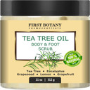 First Botany Cosmeceuticals, 100% Natural Arabica Coffee Scrub With Organic Coffee Coconut & Shea Butter Acne Anti Cellulite & Stretch Mark Treatment Spider Vein Therapy, Varicose Veins Eczema, 10 Oz