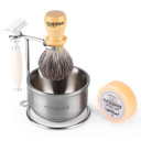 Anbbas Badger Hair Shaving Brush,Stainless Steel Stand Holer For Razor And Brush, Shaving Soap And Bowl,4In1 Kit For Men Wet Shave