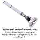 Parker Deluxe Triple Blade Razor For WomenCompatible With Gillette Venus Or Gillette Mach 3 Cartridges5.5 Inch Textured Brass Frame Handle-One Gillette Venus Cartridge Included