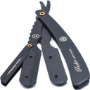 Parker Srxblk Professional Stainless Steel Clip-Style Barber Razor  Heavy-Duty Black Finish With 5 Refill Blades, Ergonomic Weight For Barbers & Straight Razor Shaving Enthusiasts