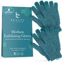Exfoliating Glove (4 Pcs, 2 Pairs) - Heavy Exfoliate Glove For Dead Skin Bath Exfoliating Gloves For Shower Spa Massage & Body Scrub - Shower Gloves For Women & Men