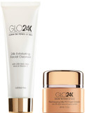 Glo24K Exfoliating Facial Cleanser And Night Cream With 24K Gold, Retinol, And Aloe Vera. Optimize Your Daily Beauty Routine