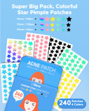 Litbear Acne Patch Pimple Patch, 6 Colors 336 Dots Star Pimple Patches With Tea Tree Oil & Centella Oil, Hydrocolloid Acne Pimple Patches For Face Cute Zit Patches Pimple Stickers Acne Dots