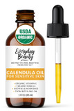 Organic Calendula Oil For Sensitive Skin -Bulk 8 Fl Oz- Usda Organic Certified 100% All Natural Plant Based, Lightweight & Unscented Gentle Soothing Oil For Sensitive Skin - For Face, Skin & All Over