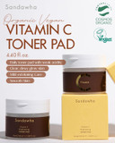 Skincure Sandawha Vitamin C Toner Pad - Korean Skincare Radiance-Boosting Vegan Pads With 2% Ascorbyl Glucoside, Niacinamide, Aha & Pha For Gentle Exfoliation, 60 Pads