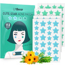 Litbaer Star-Shaped Pimple Patch Hydrocolloid Acne Stickers With Tea Tree Oil + Salicylic Acid, Cover Dot For Acne Blemish, Pimples, Whiteheads, Zit, Draw Out Oil & Impurities, 112 Dots, 14Mm & 10Mm