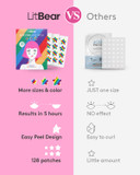 Litbear Acne Patch Pimple Patch, Rainbow Star Shaped Acne Absorbing Cover Patch, Hydrocolloid Acne Patches For Face Zit Patch Acne Dots, Tea Tree Oil + Centella, 128 Patches, 18Mm, 14Mm & 10Mm