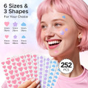Litbear Acne Pimple Patch, 252 Dots 3 Shaped Colors Pimple Patches With Salicylic Acid, Tea Tree Oil & Calendula Oil, Hydrocolloid Acne Patch For Face, Blemish, Cute Zit Patch Pimple Sticker Acne Dots