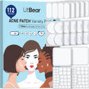 Litbear Large Pimple Patches (7 Sizes 112 Counts), Big Acne Patches, Xl Hydrocolloid Bandages For Full Face, Forehead, Chin, Nose, Body, Back, Neck & Chest, Oval, Moon, Square Hydrocolloid Patch