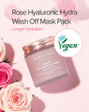 Mary&May Vegan Rose Hyaluronic Hydra Wash Off Mask - Cream Caly Mask For Moisturizing, Pore Purifying, Skin Softening - Korean Skincare, 4.23Oz