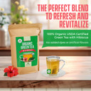 Kiss Me Organics Green Tea With Hibiscus Flower - Organic, Traditional, Green Tea Bags For A Hot Or Cold Brew - 100 Tea Bags (1 Pack)