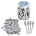 Pana 100Pcs Brand Cosmetic Make Up Disposable Plastic 2.5" Spatulas Skin Care Facial Cream Mask Spatula (100 Pieces In A Container) (Gray)