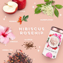 Pinky Up Organic Hibiscus Tea Loose Leaf Rosehip Blend | Whole Leaf Dried Hibiscus Flower | Caffeine Free, Calorie & Gluten Free | 3.2Oz / 90G Tin - 25 Servings