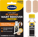 Dr. Scholl'S Clear Away Plantar Wart Remover Liquid For Feet, 1/3 Fl Oz, 20 Thick Cushioning Pads  Fast Acting & Clinically Proven Wart Removal, Safe To Use On Kids Ages 4+