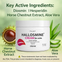 Hallosmine Cream For Veins, Diosmin Hesperedin + Horse Chestnut + Aloe Vera, Varicose Veins Cream, Spider Veins For Legs, Diosmin Circulation Supplement, Heavy Legs - Use Twice A Day (04 Oz, 112G)