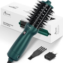 Aima Beauty 4 In 1 Worldwide Travel Hot Air Brush Dual Voltage Blowout Brush Oval Shape 110V-120V/220V-240V Straightener Blow Dryer Brush Ionic Lock Moisture Gift 360° Swivel Cord Champagne Silver
