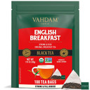 Vahdam, Organic English Breakfast Black Tea Bags (100 Count) High Caffeine - Coffee Replacement, Usda Organic, Gluten Free | Whole Loose-Leaf Tea Bags | Strong, Robust & Flavoury | Resealable Pouch