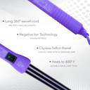 Herstyler Grande Ceramic Tapered Curling Wand - 1 Inch Dual Voltage With Negative Ions For Long And Short Hair (Purple)